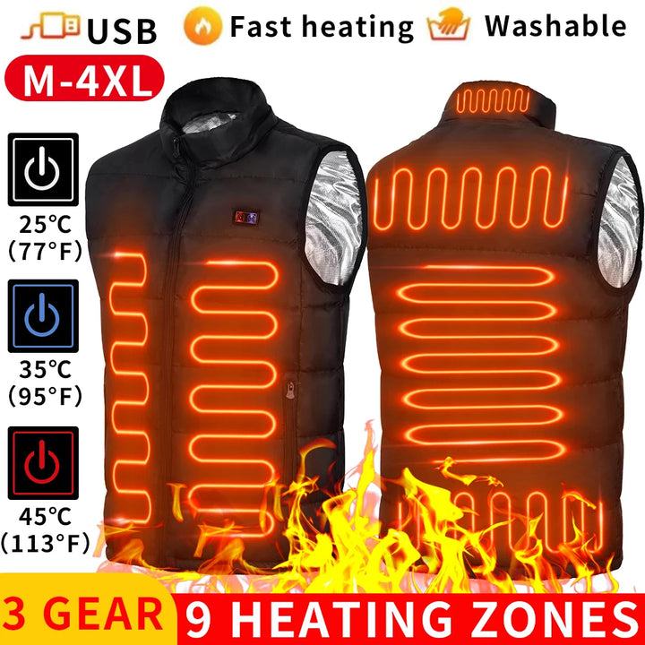 9 Heated Vest Zones Electric Heated Jackets Men Women