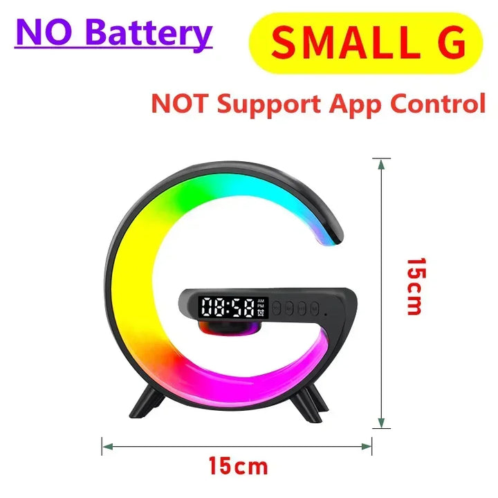 Wireless Charger Stand Pad RGB Night Light Alarm Clock