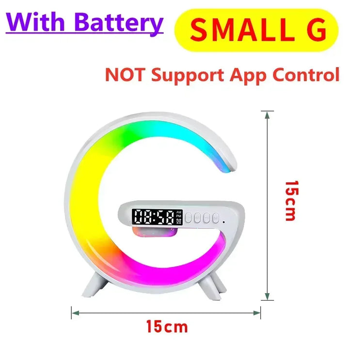 Wireless Charger Stand Pad RGB Night Light Alarm Clock